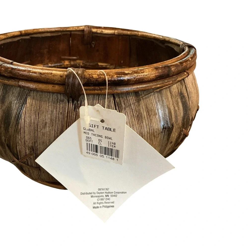 Global Influences 1997 Medium Tacong Bowl Woven Wood Basket 8.5